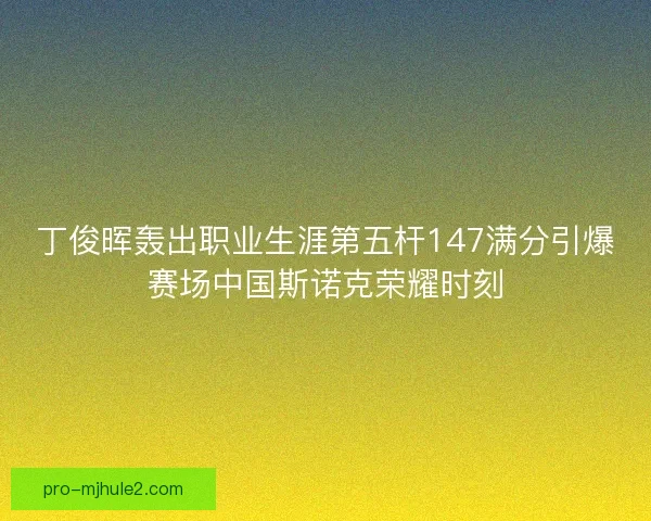 丁俊晖轰出职业生涯第五杆147满分引爆赛场中国斯诺克荣耀时刻
