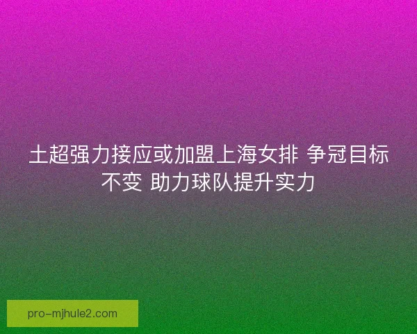 土超强力接应或加盟上海女排 争冠目标不变 助力球队提升实力